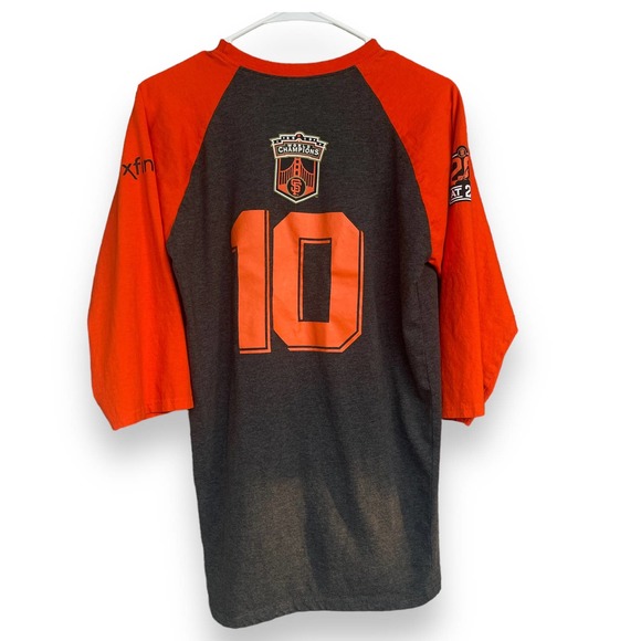 SF Giants Shirt Adult Medium Orange Gray Raglan Baseball MLB 2010 - Picture 2 of 12